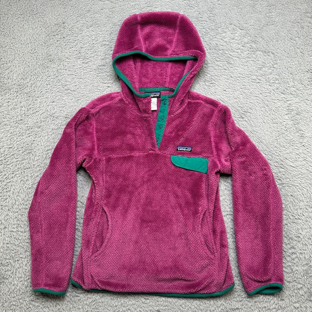 Patagonia Hoodie Womens S Pink Pullover Re-Tool Snap Fleece Jacket Fuzzy